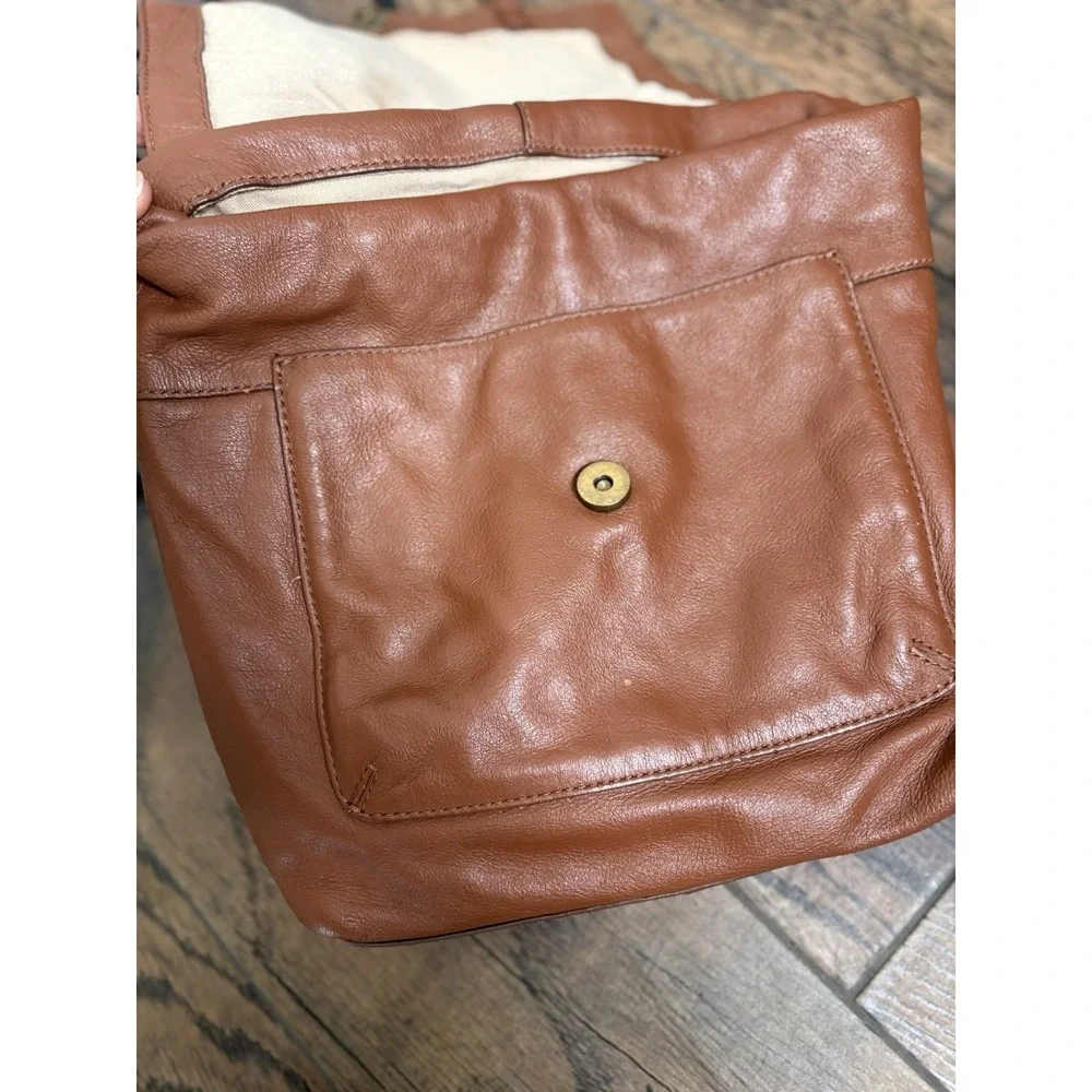 Lucky Brand Leather Brown Cognac Backpack Gold Studded Adjustable‎ Straps